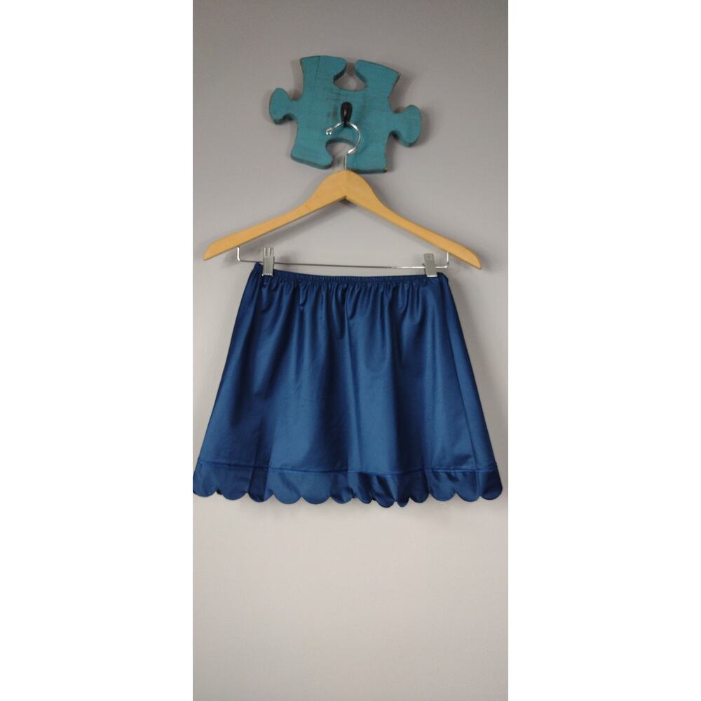 Vintage Vanity Fair Half Slip Medium Blue Nylon Scalloped Hem USA Made